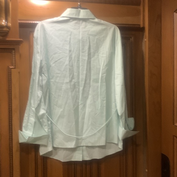 NWOT VINCE Tie-Back Organic Cotton Button-Up Shirt Pale Mineral Blue Size Large - Picture 10 of 15